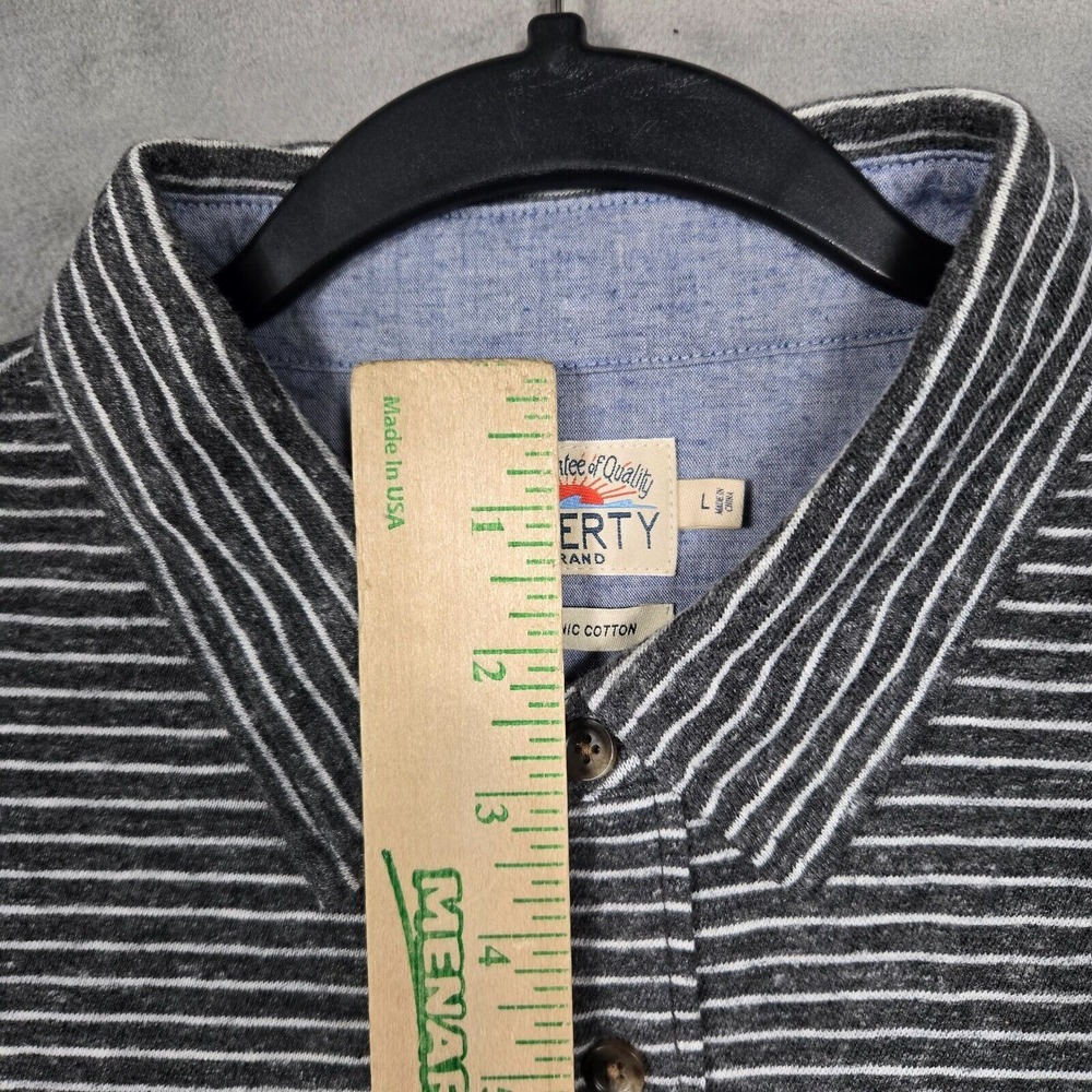 Faherty Luxe Long sleeve polo mens Large striped organic cotton gray - Picture 3 of 12
